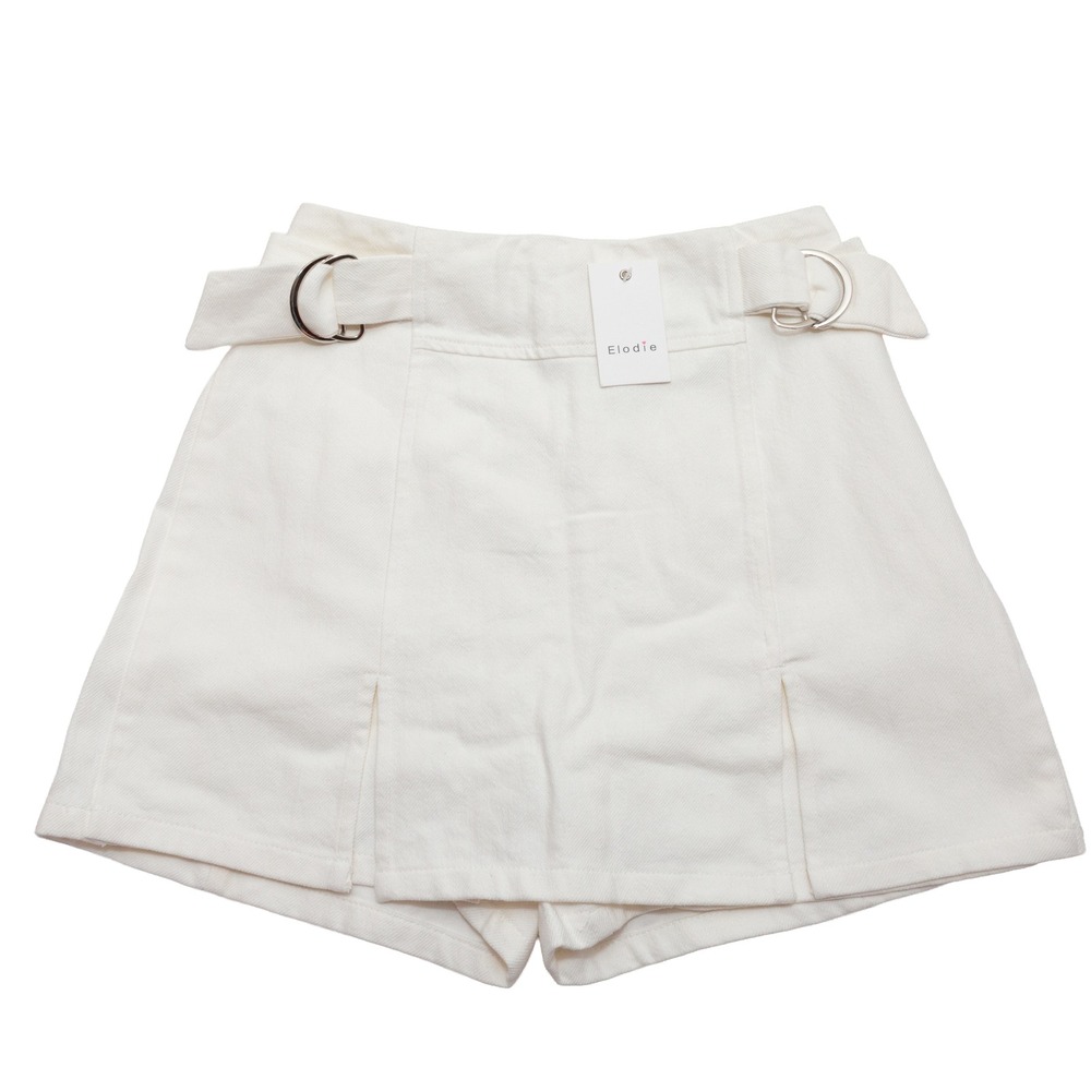 Elodie Skort Women XS White NEW Denim D-Ring Belted High Rise ELSB4066